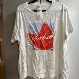 H&M White Tee with Watermelon Print